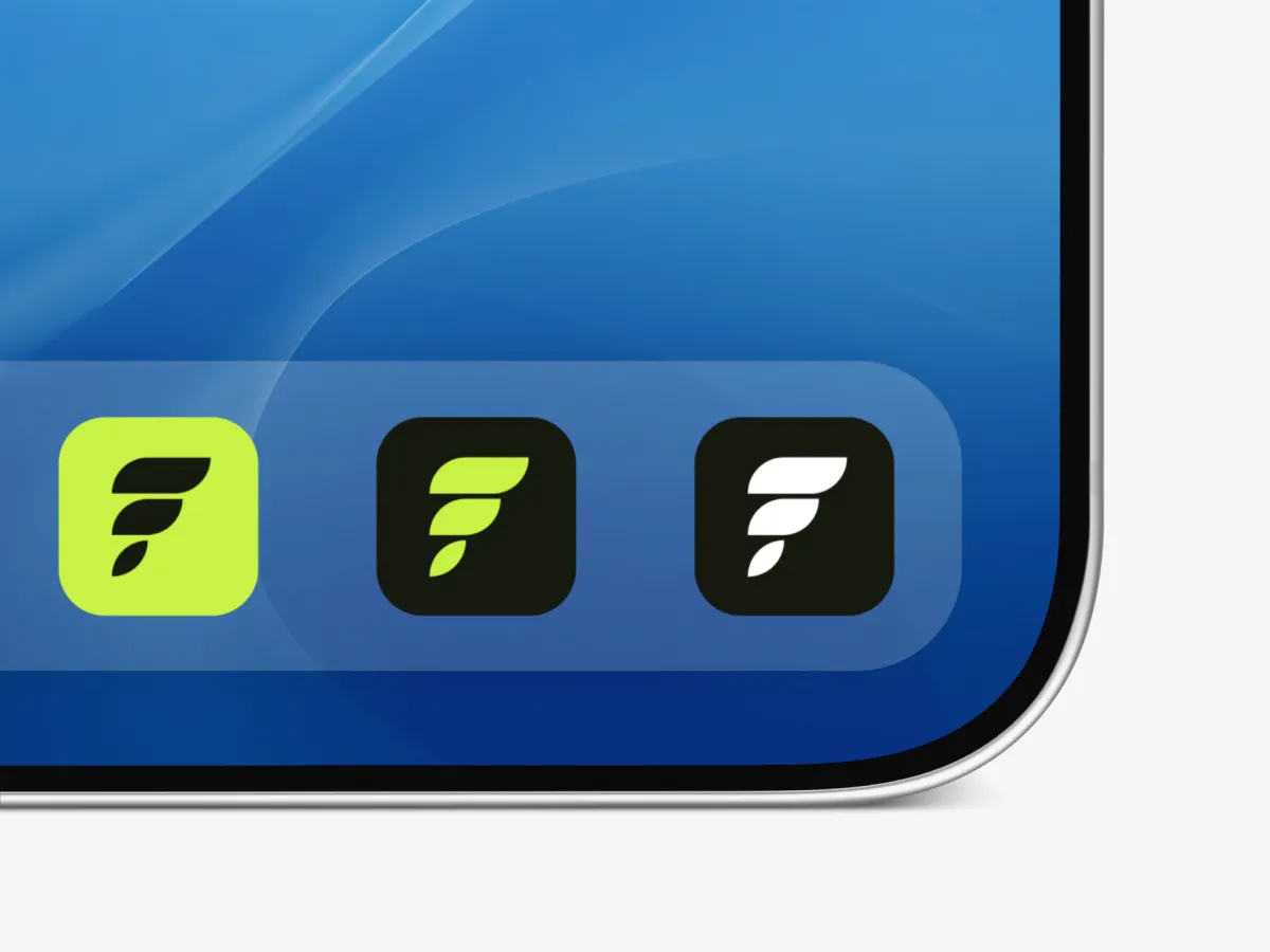 Die drei App-Icon-Varianten auf einem Homescreen