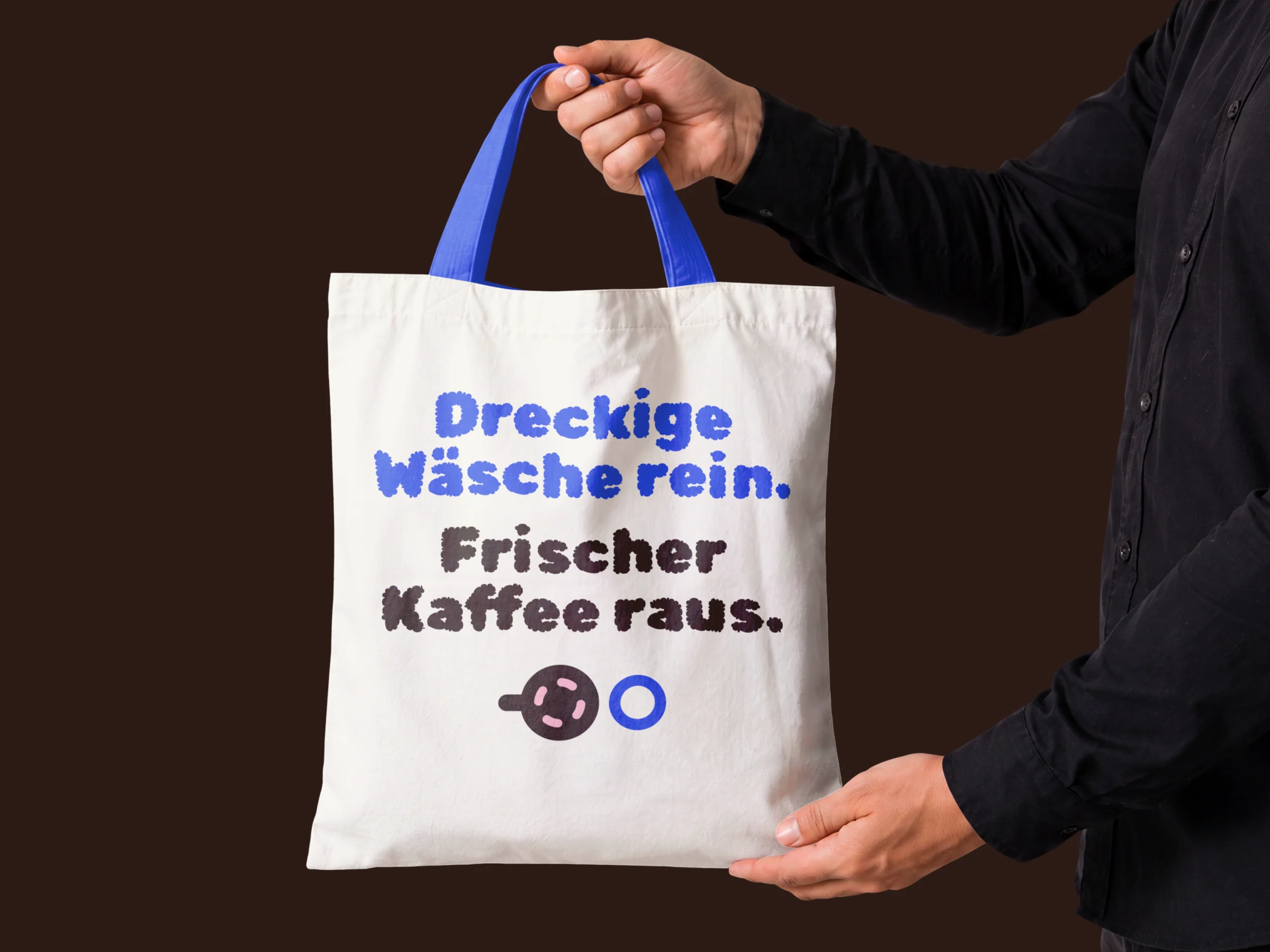 Stofftasche mit dem Spruch Dreckige Wäsche rein. Frischer Kaffee raus.